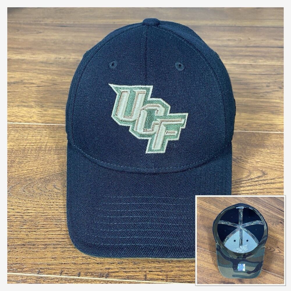 Adidas UCF Knights Hat Camo Black Central Florida Flex Fit One Size Fitted Cap